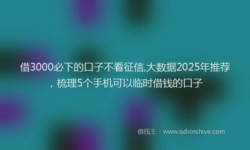 借3000必下的口子不看征信,大数据2025年推荐，梳理5个手机可以临时借钱的口子