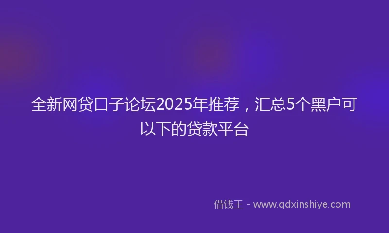 全新网贷口子论坛2025年推荐，汇总5个黑户可以下的贷款平台