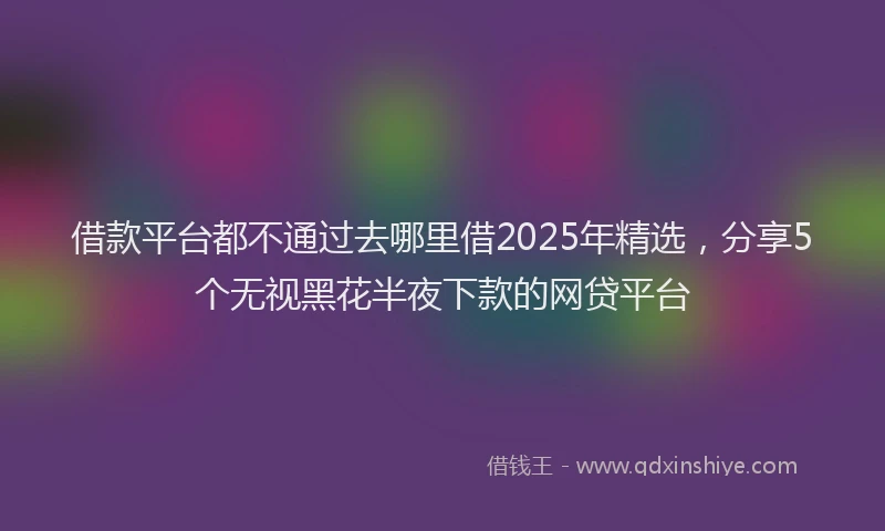 借款平台都不通过去哪里借2025年精选，分享5个无视黑花半夜下款的网贷平台
