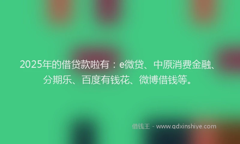 2025年的借贷款啦有：e微贷、中原消费金融、分期乐、百度有钱花、微博借钱等。