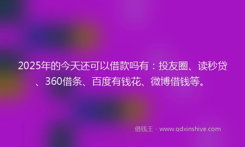 2025年的今天还可以借款吗有：投友圈、读秒贷、360借条、百度有钱花、微博借钱等。