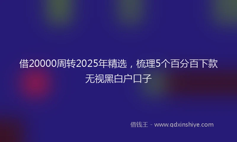 借20000周转2025年精选，梳理5个百分百下款无视黑白户口子