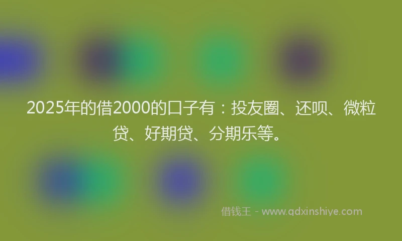 2025年的借2000的口子有：投友圈、还呗、微粒贷、好期贷、分期乐等。