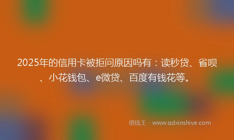 2025年的信用卡被拒问原因吗有：读秒贷、省呗、小花钱包、e微贷、百度有钱花等。