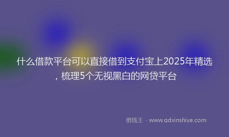 什么借款平台可以直接借到支付宝上2025年精选，梳理5个无视黑白的网贷平台
