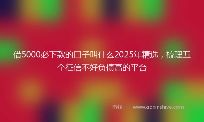 借5000必下款的口子叫什么2025年精选，梳理五个征信不好负债高的平台