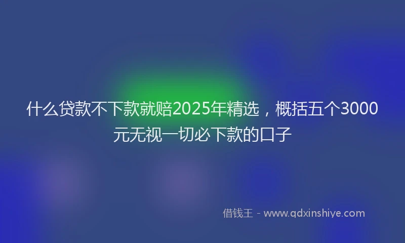 什么贷款不下款就赔2025年精选，概括五个3000元无视一切必下款的口子