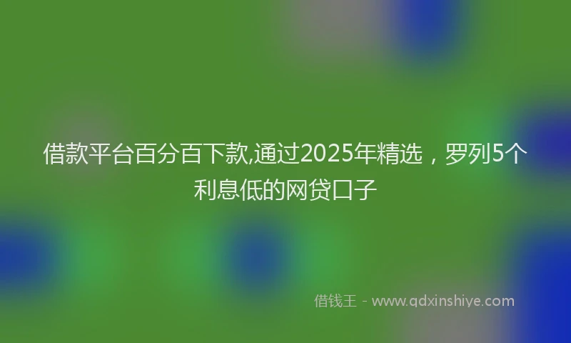 借款平台百分百下款,通过2025年精选，罗列5个利息低的网贷口子