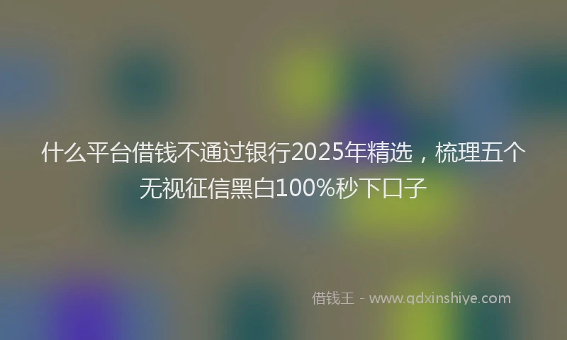 什么平台借钱不通过银行2025年精选，梳理五个无视征信黑白100%秒下口子