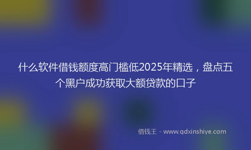 什么软件借钱额度高门槛低2025年精选，盘点五个黑户成功获取大额贷款的口子