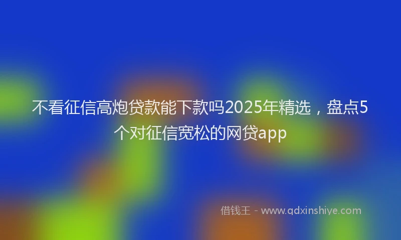 不看征信高炮贷款能下款吗2025年精选，盘点5个对征信宽松的网贷app