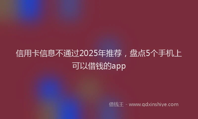 信用卡信息不通过2025年推荐，盘点5个手机上可以借钱的app