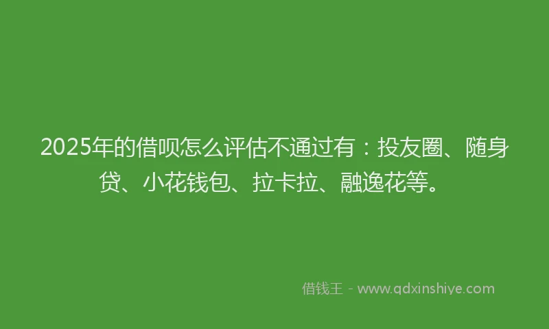 2025年的借呗怎么评估不通过有：投友圈、随身贷、小花钱包、拉卡拉、融逸花等。