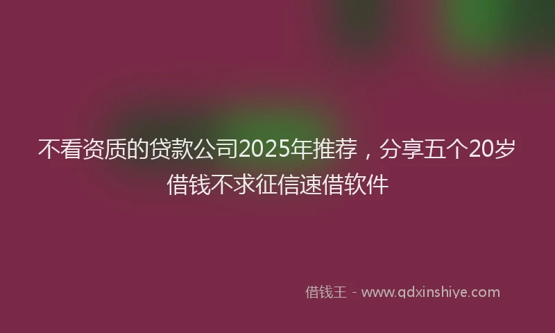 不看资质的贷款公司2025年推荐，分享五个20岁借钱不求征信速借软件