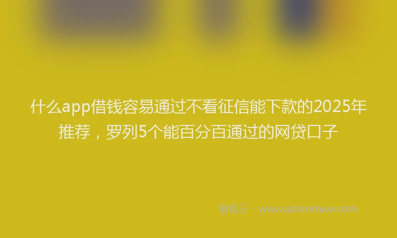 什么app借钱容易通过不看征信能下款的2025年推荐，罗列5个能百分百通过的网贷口子