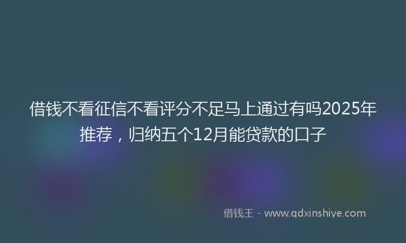 借钱不看征信不看评分不足马上通过有吗2025年推荐，归纳五个12月能贷款的口子