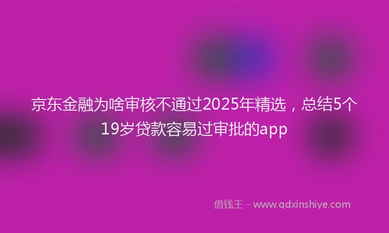 京东金融为啥审核不通过2025年精选，总结5个19岁贷款容易过审批的app