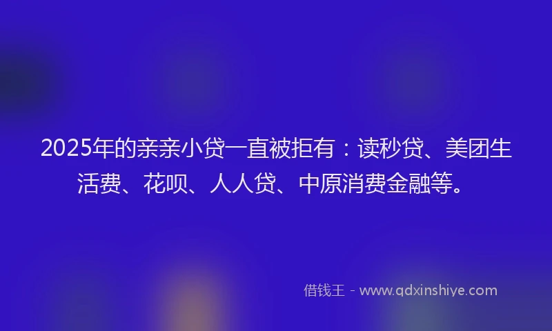 2025年的亲亲小贷一直被拒有：读秒贷、美团生活费、花呗、人人贷、中原消费金融等。