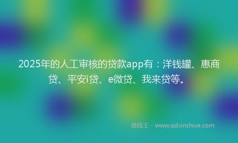 2025年的人工审核的贷款app有：洋钱罐、惠商贷、平安i贷、e微贷、我来贷等。