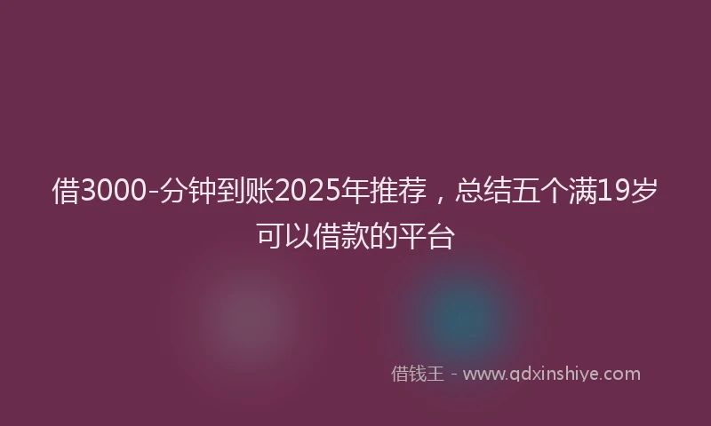 借3000-分钟到账2025年推荐，总结五个满19岁可以借款的平台