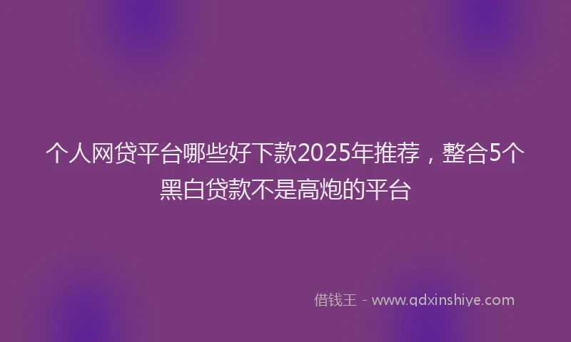 个人网贷平台哪些好下款2025年推荐，整合5个黑白贷款不是高炮的平台
