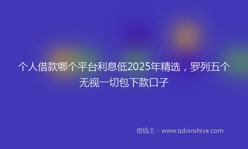 个人借款哪个平台利息低2025年精选，罗列五个无视一切包下款口子