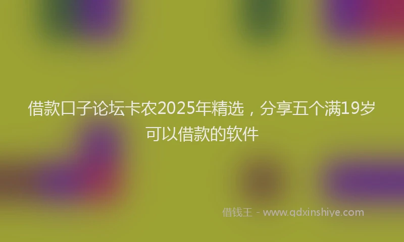 借款口子论坛卡农2025年精选，分享五个满19岁可以借款的软件
