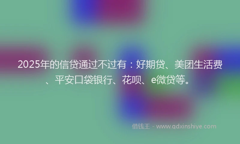 2025年的信贷通过不过有：好期贷、美团生活费、平安口袋银行、花呗、e微贷等。