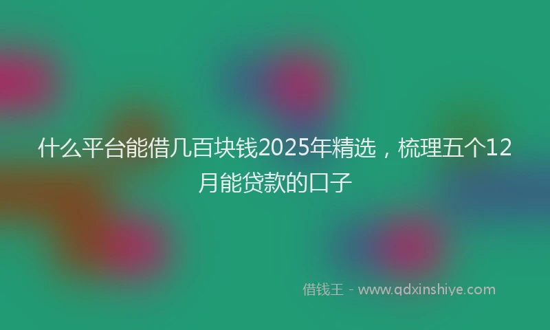 什么平台能借几百块钱2025年精选，梳理五个12月能贷款的口子