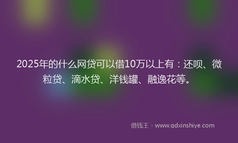 2025年的什么网贷可以借10万以上有：还呗、微粒贷、滴水贷、洋钱罐、融逸花等。