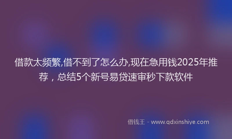 借款太频繁,借不到了怎么办,现在急用钱2025年推荐，总结5个新号易贷速审秒下款软件