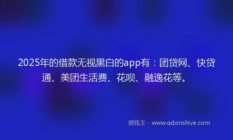 2025年的借款无视黑白的app有：团贷网、快贷通、美团生活费、花呗、融逸花等。