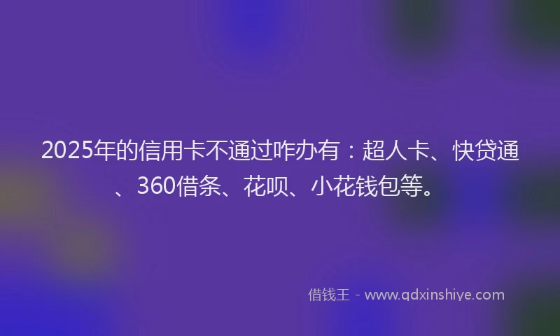 2025年的信用卡不通过咋办有：超人卡、快贷通、360借条、花呗、小花钱包等。