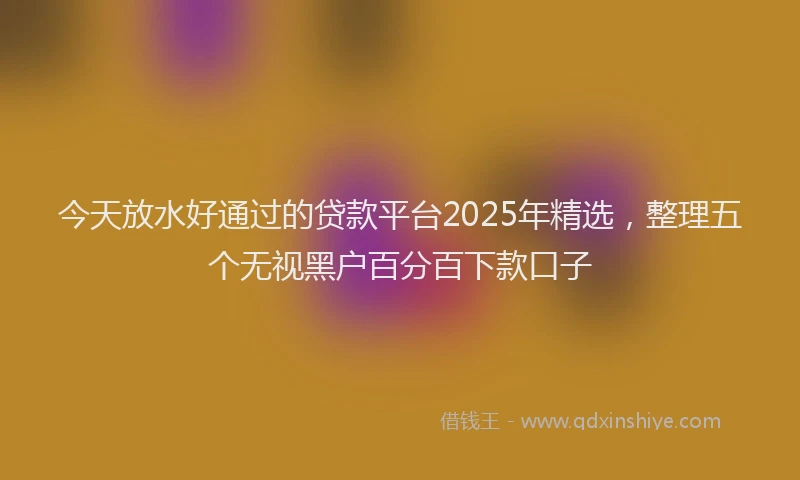 今天放水好通过的贷款平台2025年精选，整理五个无视黑户百分百下款口子