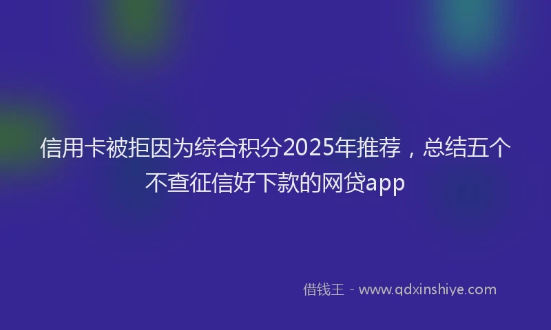 信用卡被拒因为综合积分2025年推荐，总结五个不查征信好下款的网贷app