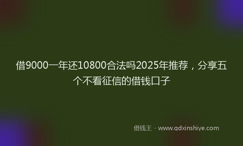 借9000一年还10800合法吗2025年推荐，分享五个不看征信的借钱口子