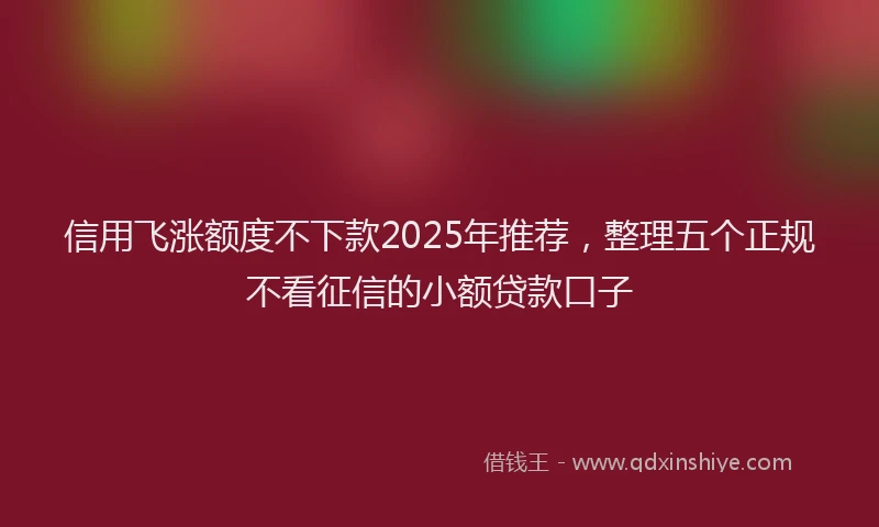 信用飞涨额度不下款2025年推荐，整理五个正规不看征信的小额贷款口子