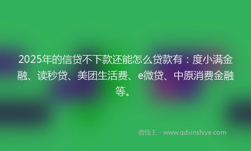 2025年的信贷不下款还能怎么贷款有：度小满金融、读秒贷、美团生活费、e微贷、中原消费金融等。
