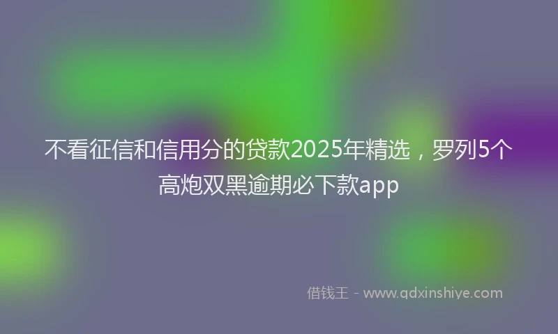不看征信和信用分的贷款2025年精选，罗列5个高炮双黑逾期必下款app