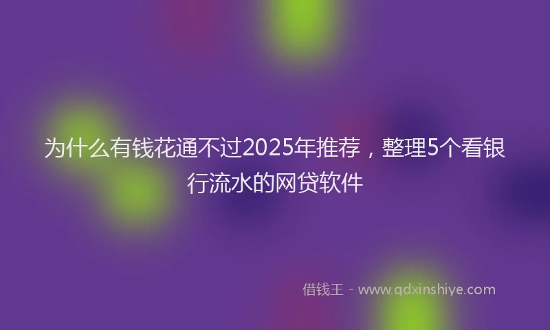 为什么有钱花通不过2025年推荐，整理5个看银行流水的网贷软件
