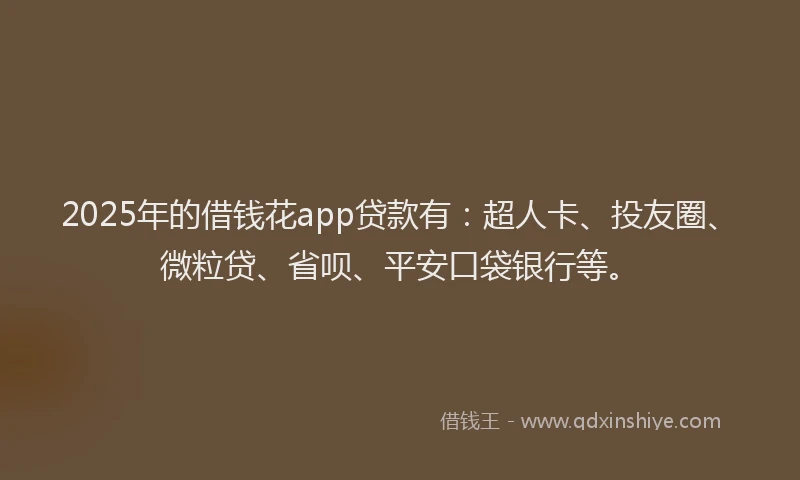 2025年的借钱花app贷款有：超人卡、投友圈、微粒贷、省呗、平安口袋银行等。
