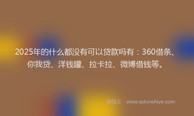 2025年的什么都没有可以贷款吗有：360借条、你我贷、洋钱罐、拉卡拉、微博借钱等。