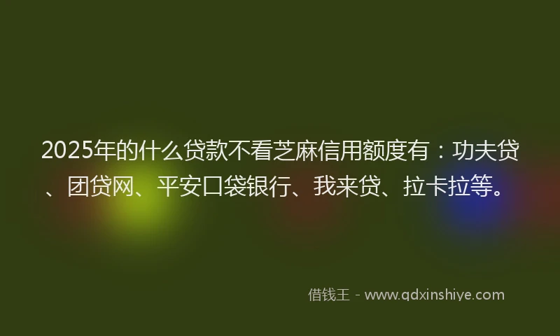 2025年的什么贷款不看芝麻信用额度有：功夫贷、团贷网、平安口袋银行、我来贷、拉卡拉等。