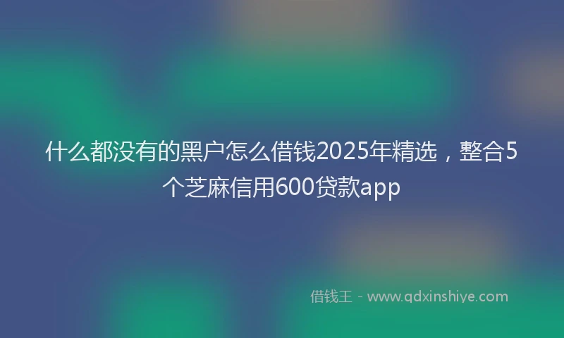 什么都没有的黑户怎么借钱2025年精选，整合5个芝麻信用600贷款app