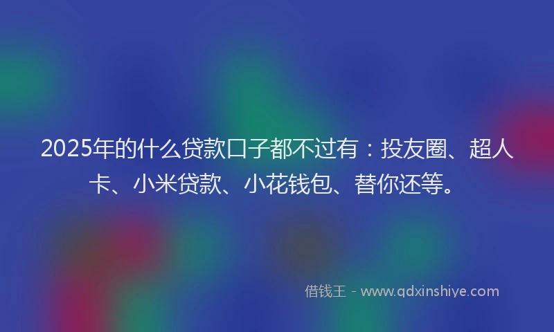 2025年的什么贷款口子都不过有：投友圈、超人卡、小米贷款、小花钱包、替你还等。