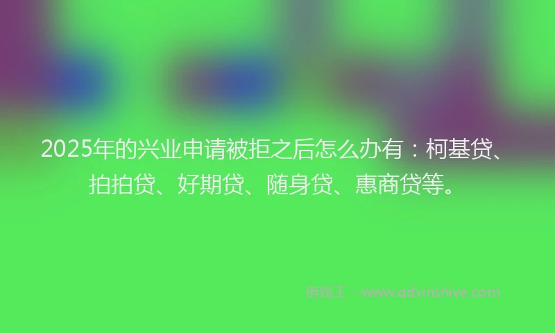 2025年的兴业申请被拒之后怎么办有：柯基贷、拍拍贷、好期贷、随身贷、惠商贷等。