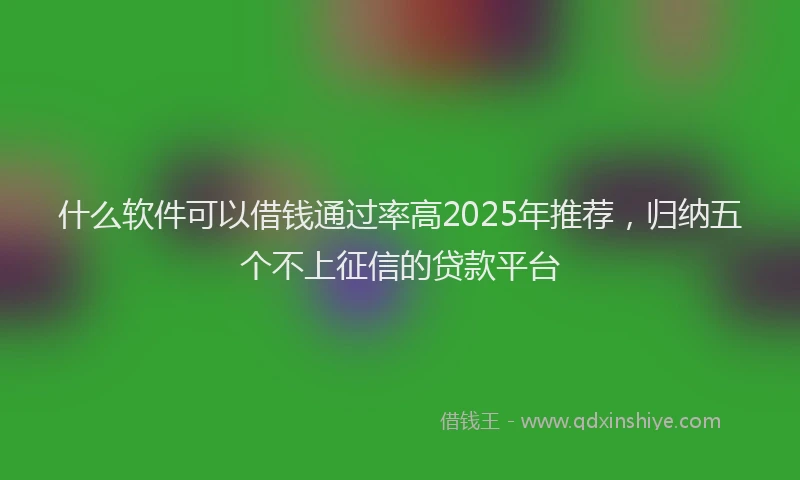 什么软件可以借钱通过率高2025年推荐，归纳五个不上征信的贷款平台