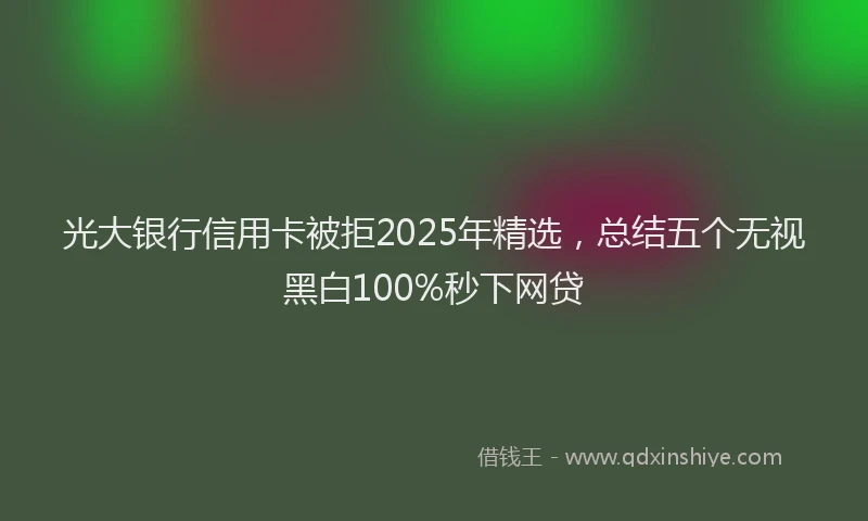 光大银行信用卡被拒2025年精选，总结五个无视黑白100%秒下网贷