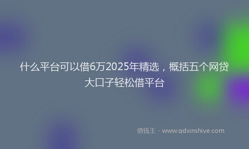 什么平台可以借6万2025年精选，概括五个网贷大口子轻松借平台