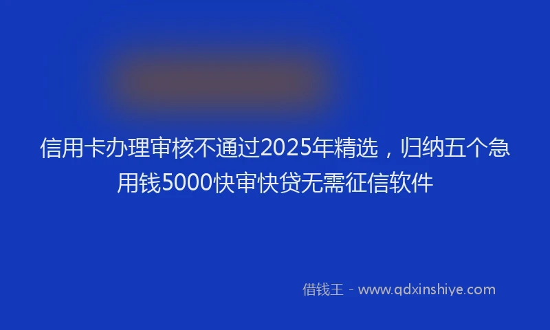 信用卡办理审核不通过2025年精选，归纳五个急用钱5000快审快贷无需征信软件